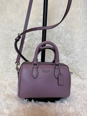 Coach Mini Rowan Jasmine Pebbled Leather Satchel/Crossbody Double Handle